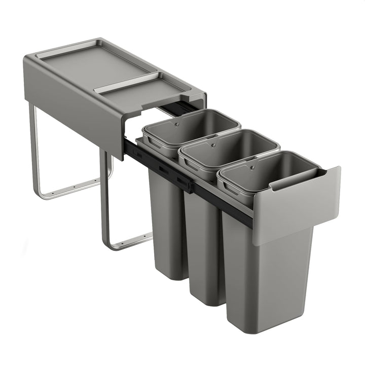 SVITA EM3x10 Einbaumülleimer 30L (3x10L) 3 Fächer mit Deckel Mülltrennsystem 3fach Küche Unterschran