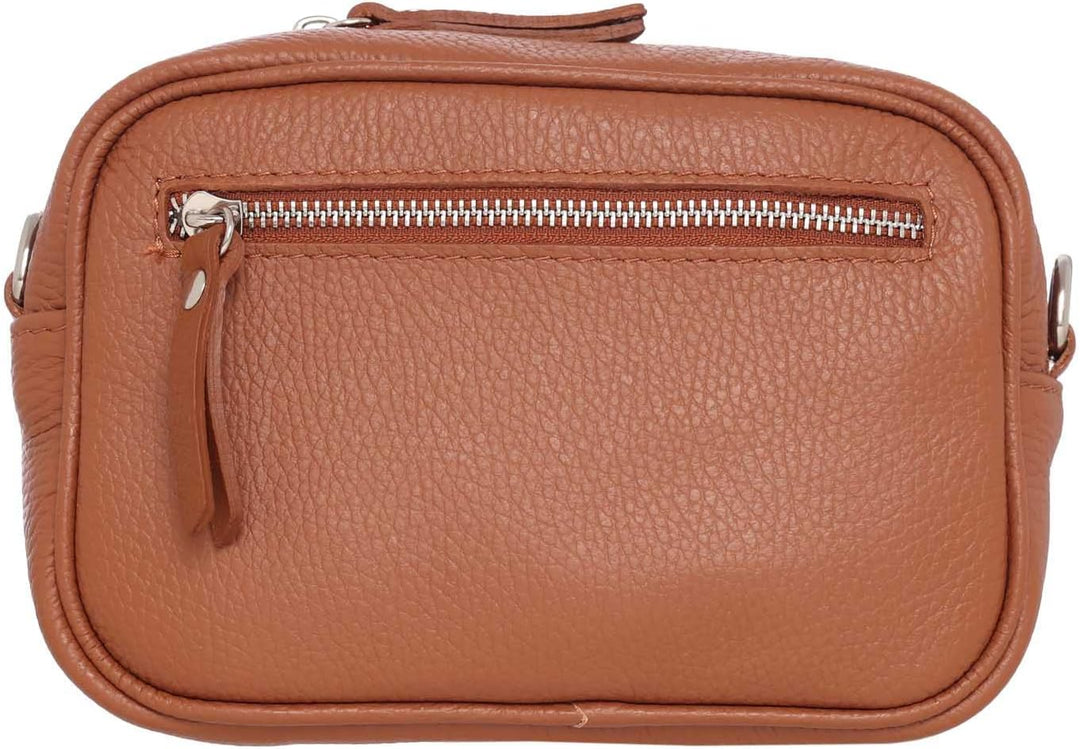 Zwillingsherz Umhängetasche mit Reissverschluss aus 100% Echtleder - Hochwertige Handtasche zum Umhä