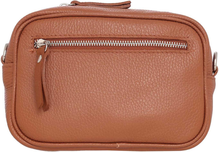 Zwillingsherz Umhängetasche mit Reissverschluss aus 100% Echtleder - Hochwertige Handtasche zum Umhä