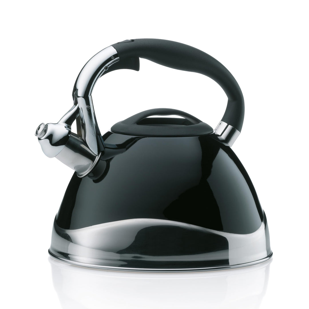 Kela 11656 Wasserkessel mit Pfeifton, Induktionsgeeignet, 3 L, Edelstahl, Varus, Schwarz Schwarz Sin