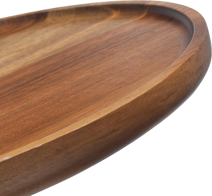Tablett Rund aus Akazienholz, Serviertablett Holz, Charcuterie Brett, Dekorative Tablett für Couchti