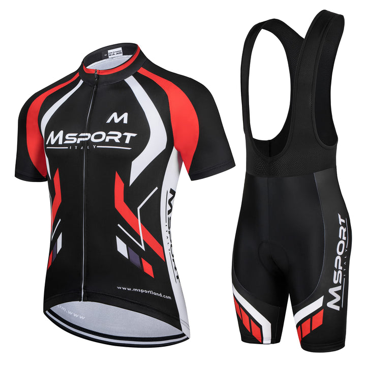 Fahrradbekleidung Komplettset Fahrradanzug Trikot + Trägerhose Shorts L Msport 4 Rot, L Msport 4 Rot