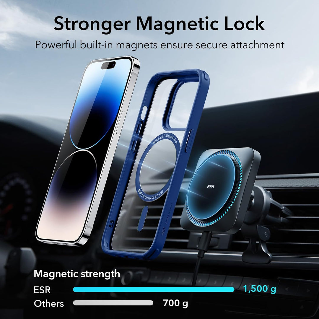 ESR für iPhone 14 Pro Hülle, kompatibel mit MagSafe, Classic Hybrid Magnet Hülle mit HaloLock,Militä