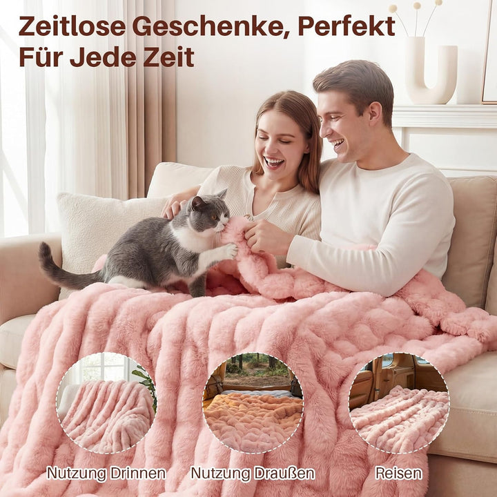 Kuscheldecke Kaninchen Plüsch Decke Super Soft Wohndecke Dick 1000 G/M² Flanell Decke Couchdecke War