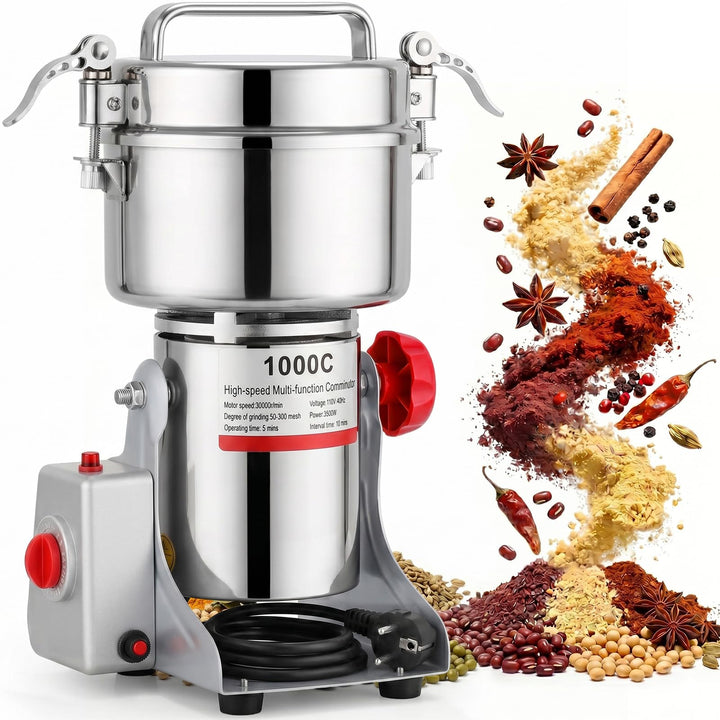 Tragbare Getreidemühle 220 V, 1000g Elektrische Getreidemühle, Superfein Edelstahl Mühle, Hochgeschw