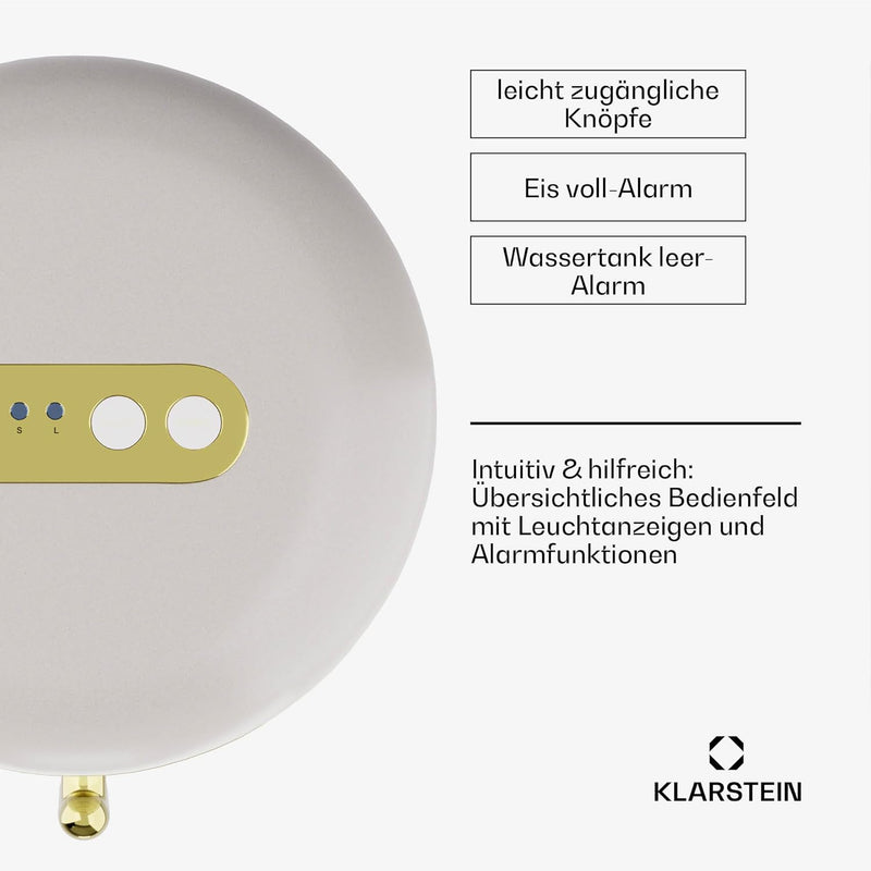 Klarstein Eiswürfelmaschine für Zuhause Camping Gastro, Schnelle Mini-Eiswürfelmaschine Klein, Profi