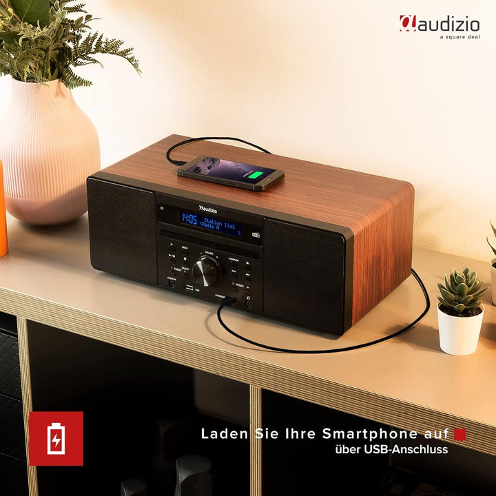 Audizio Prato - DAB Radio mit CD Player, MP3-Player, Bluetooth Radio, USB, DAB+, FM-UKW, Fernbedienu