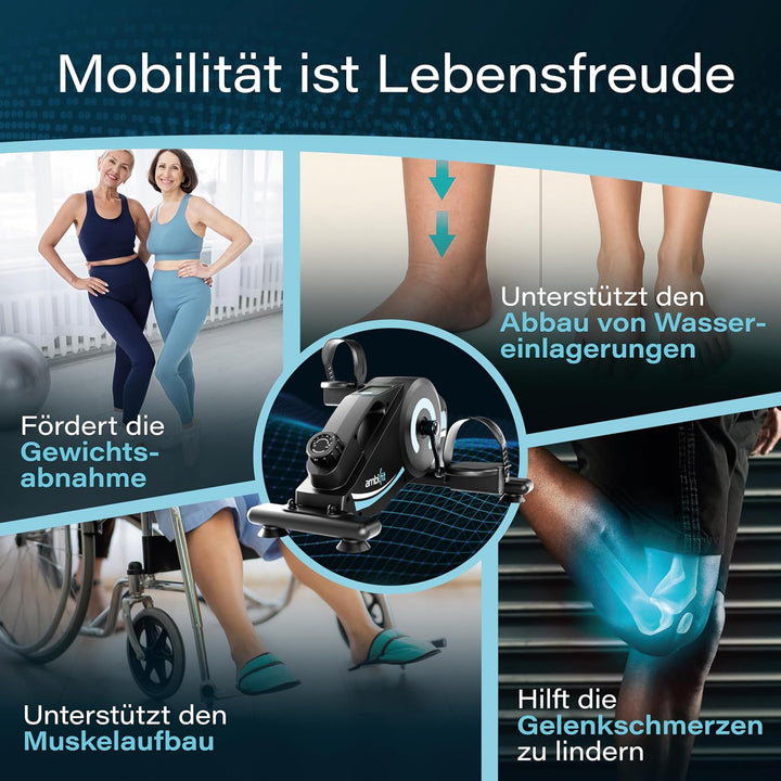 Pedaltrainer Ergometer Set [Magnetbremse & 16 Widerstandsstufen] Beintrainer & Armtrainer mit Traini