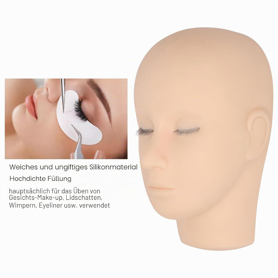 Wimpern-Mannequin-Kopf, 3 Schichten Silikon-Wimpern-Mannequin-Kopf mit Augenlidern, Wimpernverlänger