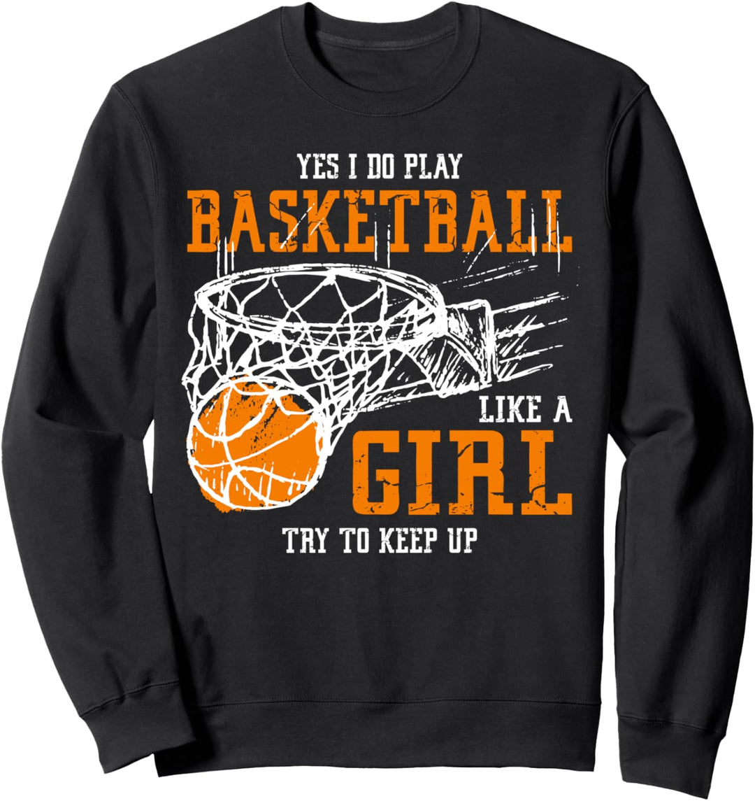 Ja, ich spiele Basketball wie ein Mädchen und versuche, mit Sweatshirt