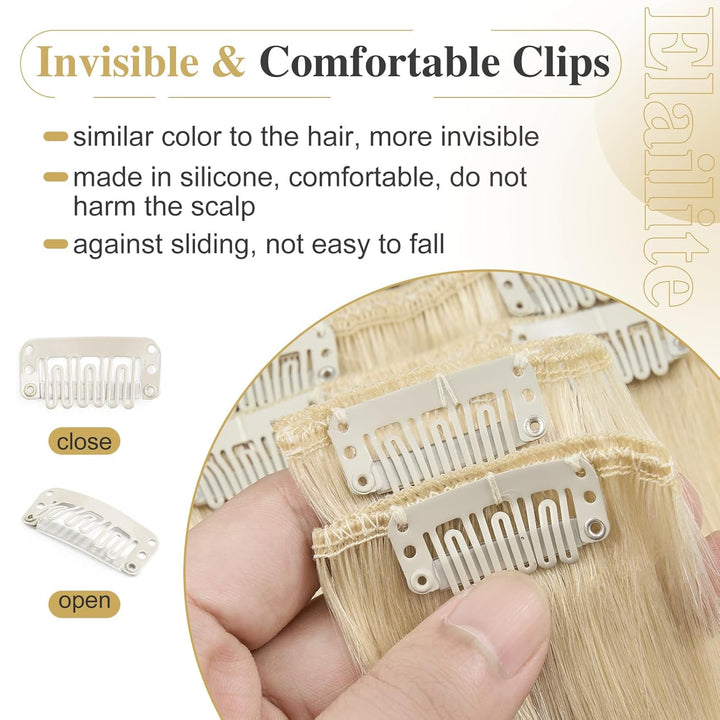 Elailite Clip in Extensions Echthaar Haarverlängerung Haarteile 8 Teilig 18 Clips für Frauen Voller