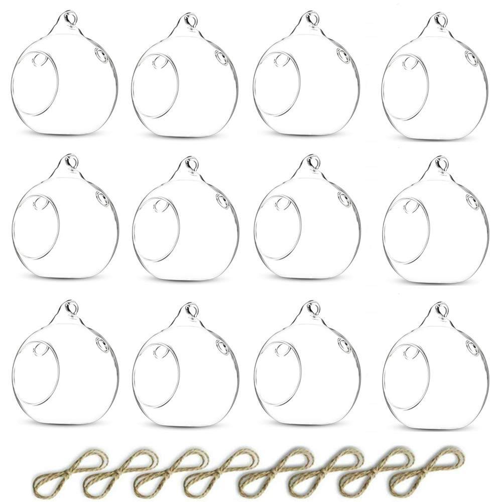 Nuptio 12 Stücke 8cm Hängen Glaskugel Teelicht Kerzenhalter Paket Aktualisiert Hause Hochzeit Mittel