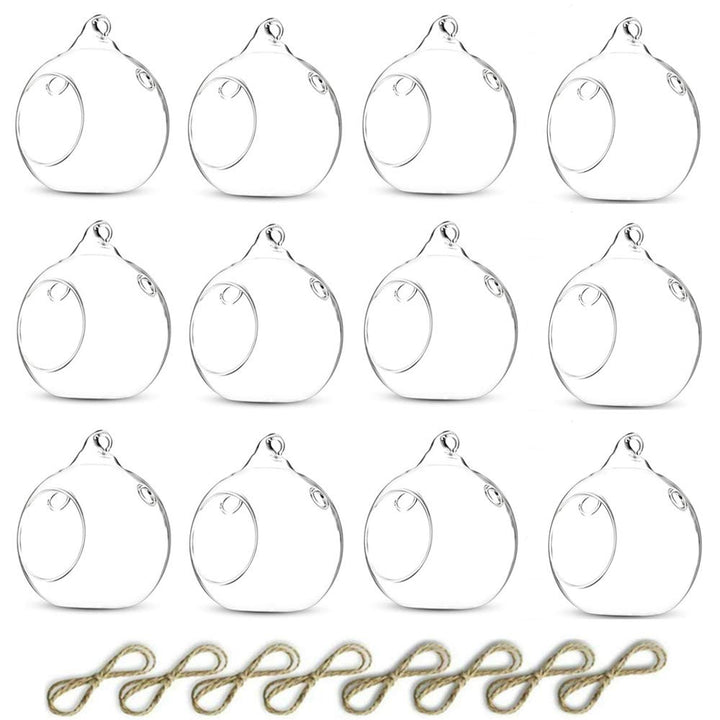Nuptio 12 Stücke 8cm Hängen Glaskugel Teelicht Kerzenhalter Paket Aktualisiert Hause Hochzeit Mittel