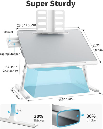 Laptop Tisch klappbar, Back to School, SAIJI 60*45cm gross Desktop, Multifunktion Betttisch, Höhen W