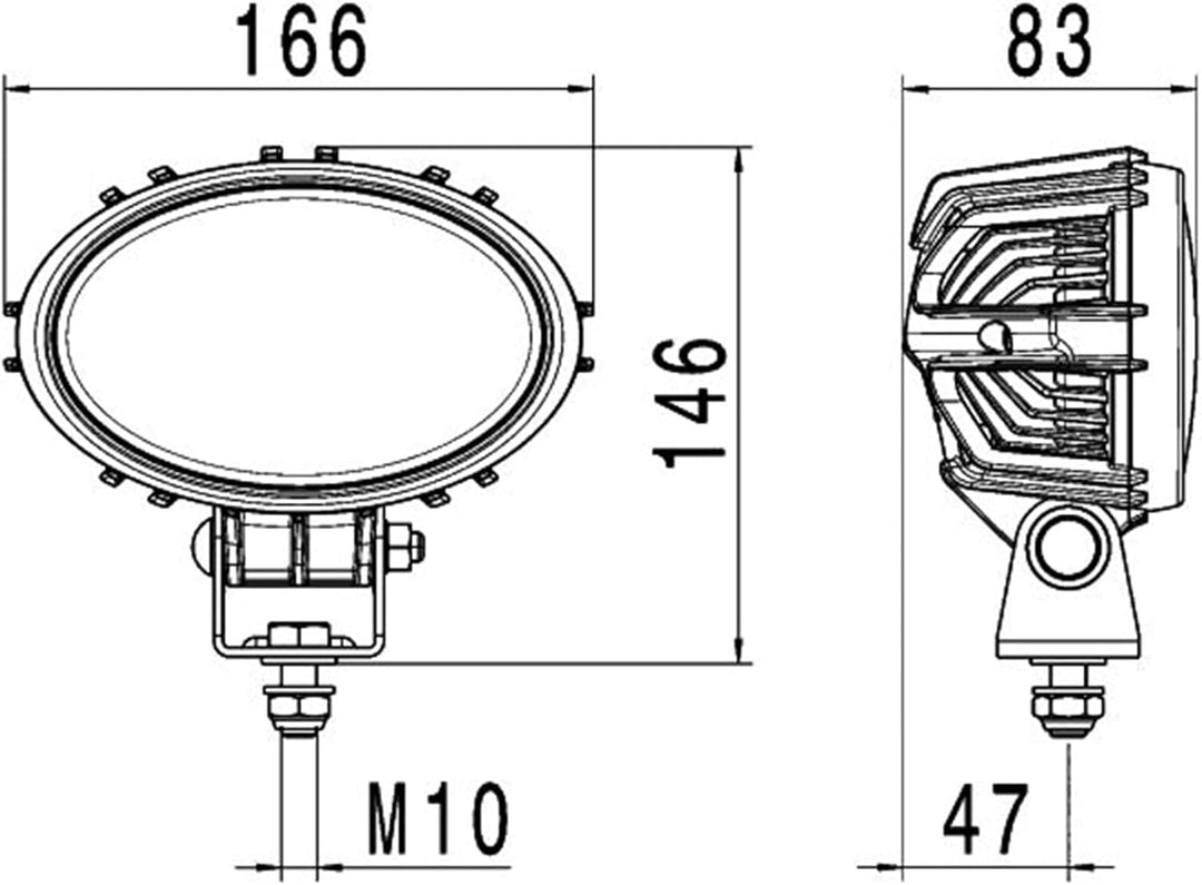 HELLA - LED-Arbeitsscheinwerfer - Oval 100 Compact - 12/24V - 1850lm - geschraubt/Anbau - schwenkbar