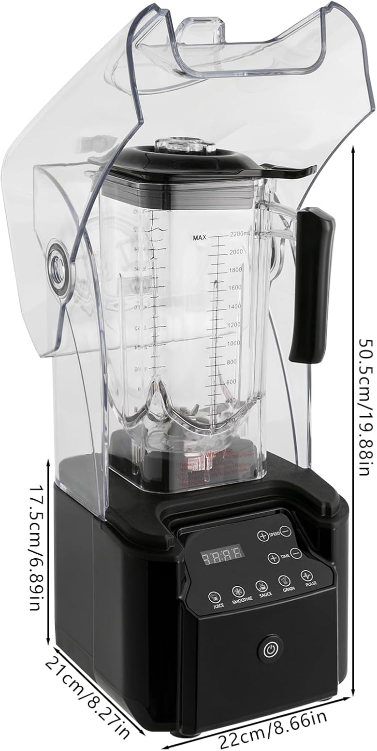 Schalldichter Standmixer Blender, 2200W 2.2L Hochleistung Smoothie mit 9-stufiger Drehzahlregelung u