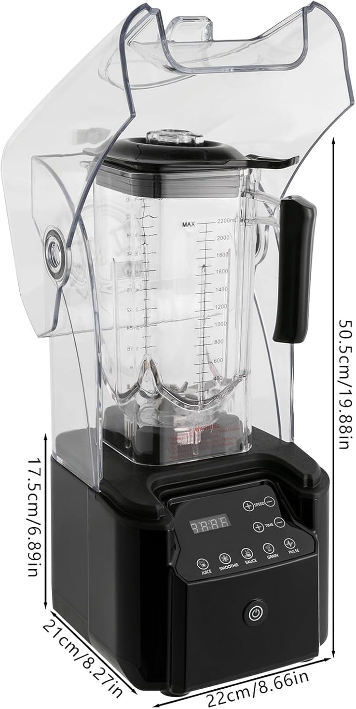 Schalldichter Standmixer Blender, 2200W 2.2L Hochleistung Smoothie mit 9-stufiger Drehzahlregelung u
