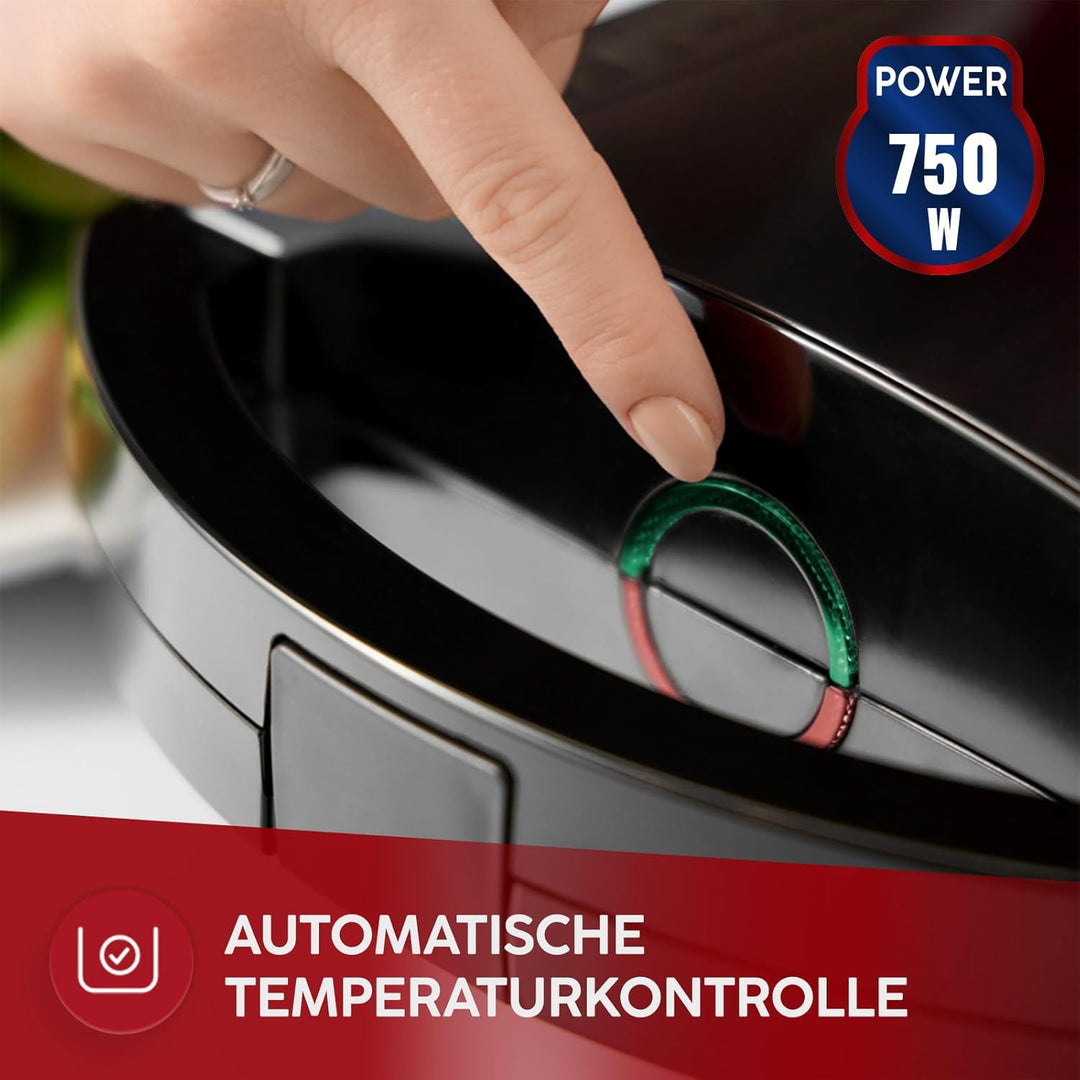 MPM MOP-50M Sandwichmaker 750W - Sandwichtoaster mit Edelstahlgehäuse, 4 Dreieck-Sandwiches, Antihaf