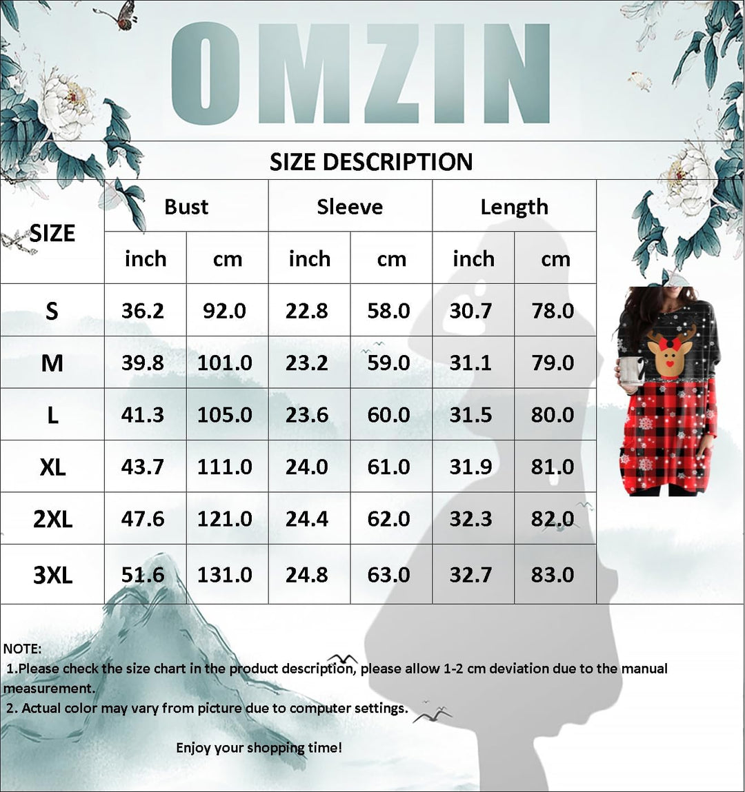 OMZIN Damen Weihnachten Sweatshirt Langarmshirt Weihnachtspullover mit Komisch gedruckt Xmas Outfit