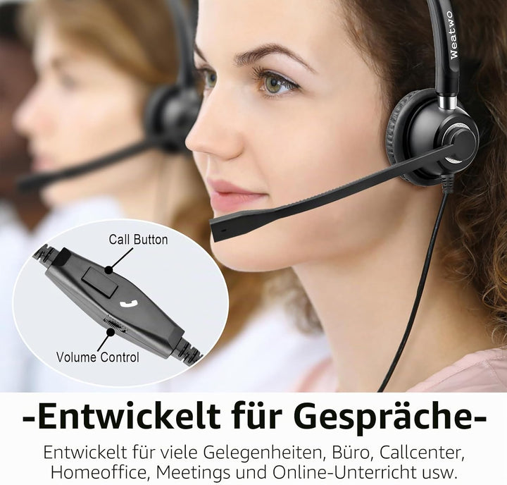3,5 mm kabelgebundenes Headset mit Noise Canceling Mikrofon, USB-C/3,5 mm Jack 2-in-1 PC Headset, St