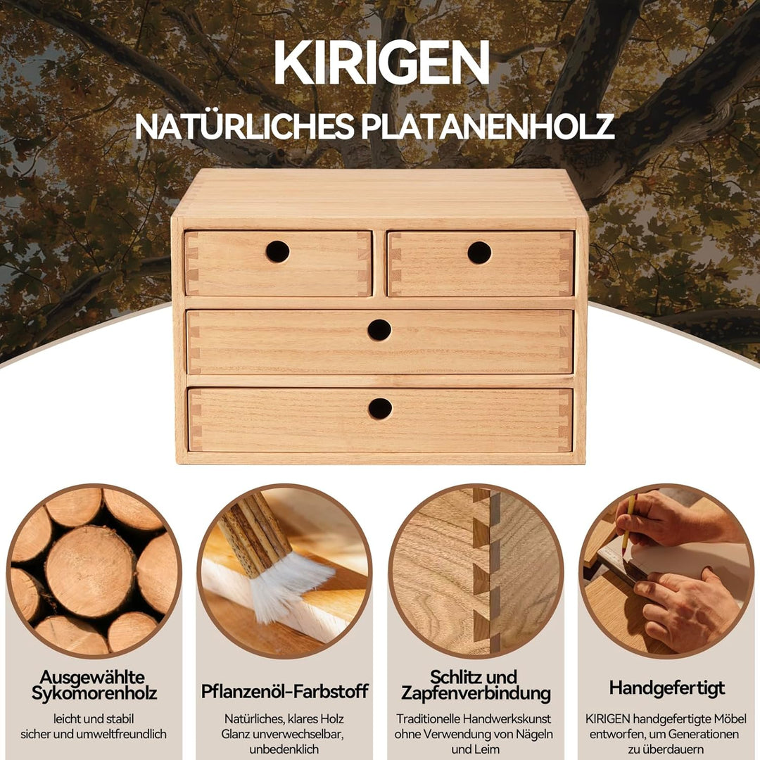 KIRIGEN Holz Schreibtisch-Organizer mit Schubladen Heimarbeitsplatz Bürobedarf Holz Aufbewahrungsbox