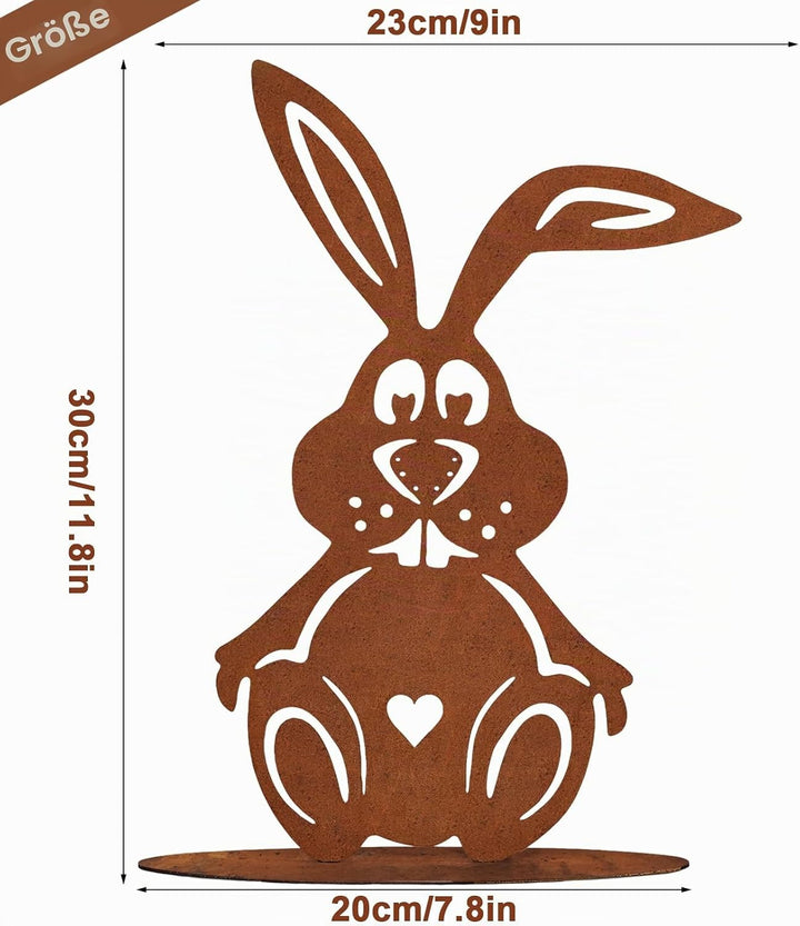 Osterhasen Figuren Gross, 30 x 20 cm Rost Gartenstecker Osterdeko Outdoor, Frühling Rost Metall Hase