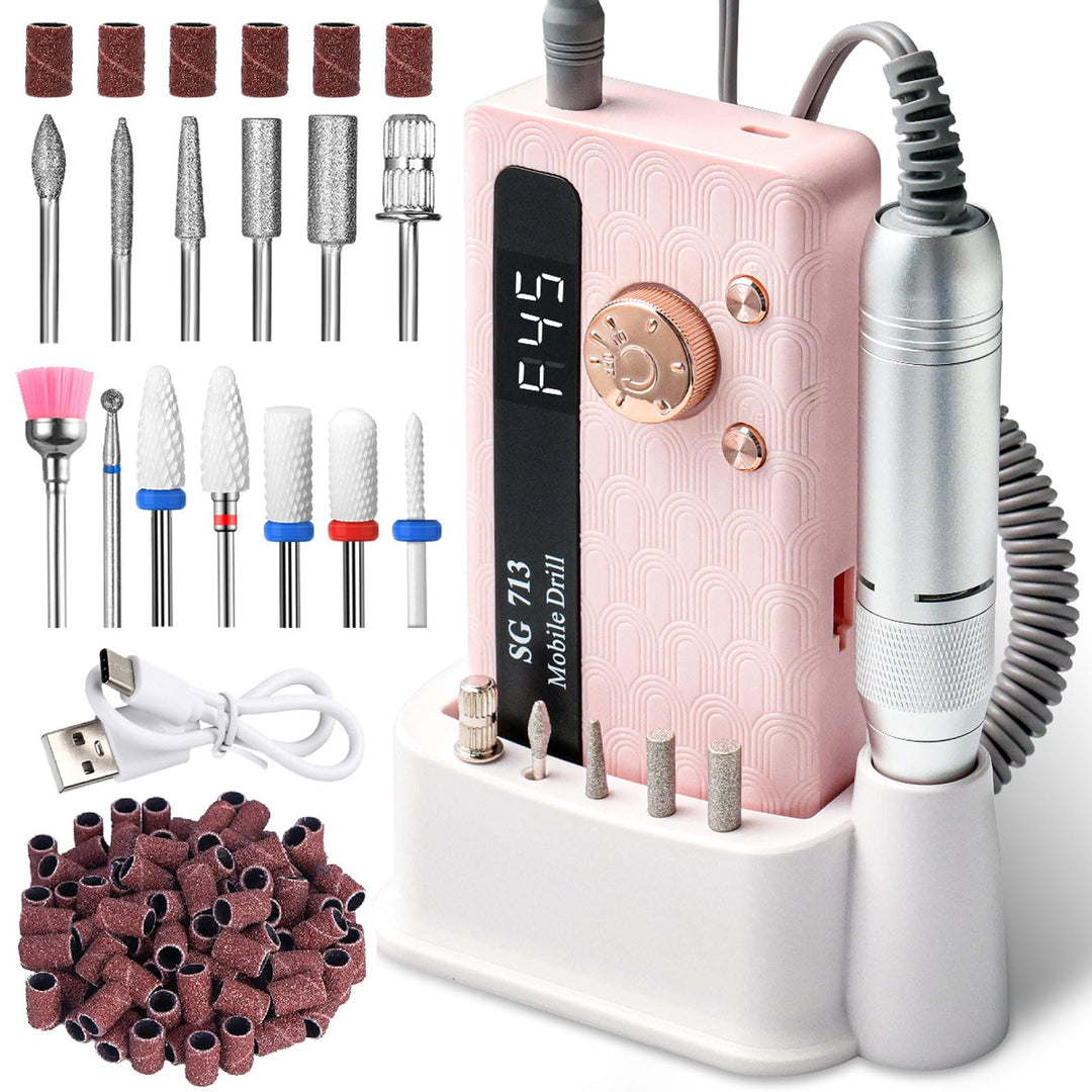 Elektrischer Nagelfräser Professionell, 45000 U/min,Tragbare Nagelfeile für Acrylnägel Gelnägel, mit