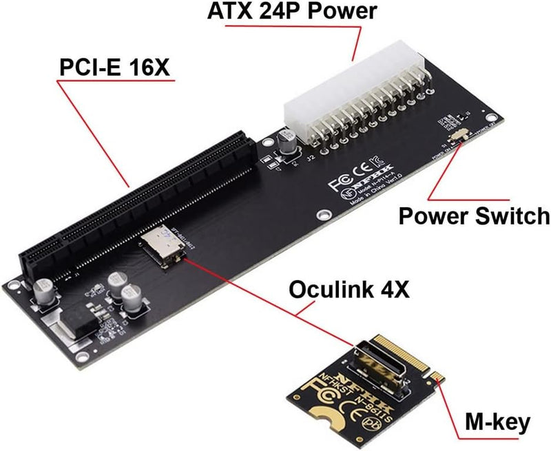 xiwai Oculink SFF-8611 Datenkabel, PCI-E 3.0 Karte - PCI Express M.2 M-Key auf SFF-8612 Host Adapter