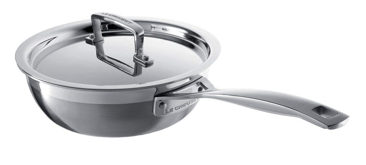 Le Creuset Antihaftbeschichtete Sautépfanne mit Gegengriff aus 3-ply Edelstahl mit Deckel, Ø 24 cm,