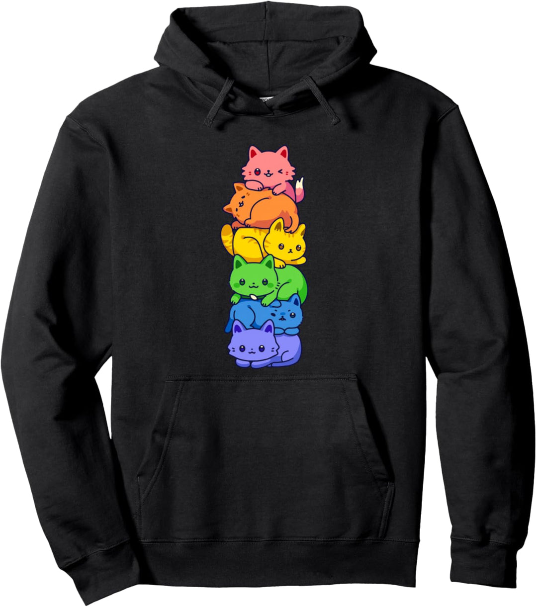 Gay Pride Katze LGBT Kawaii Katzen Haufen Niedlich Anime Pullover Hoodie