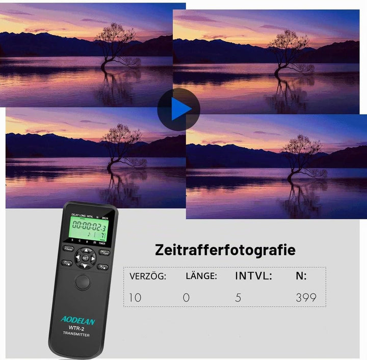 AODELAN WTR2 Fernauslöser Timer Funk-Fernauslöser Drahtloser Timer-Auslöser für Sony a9, a200, a560,