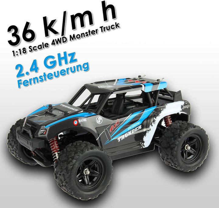 Maximum RC Monster Truck - 4WD Thunder Car 36km/h ferngesteuertes Auto - Ersatzteile (1x Monster Tru