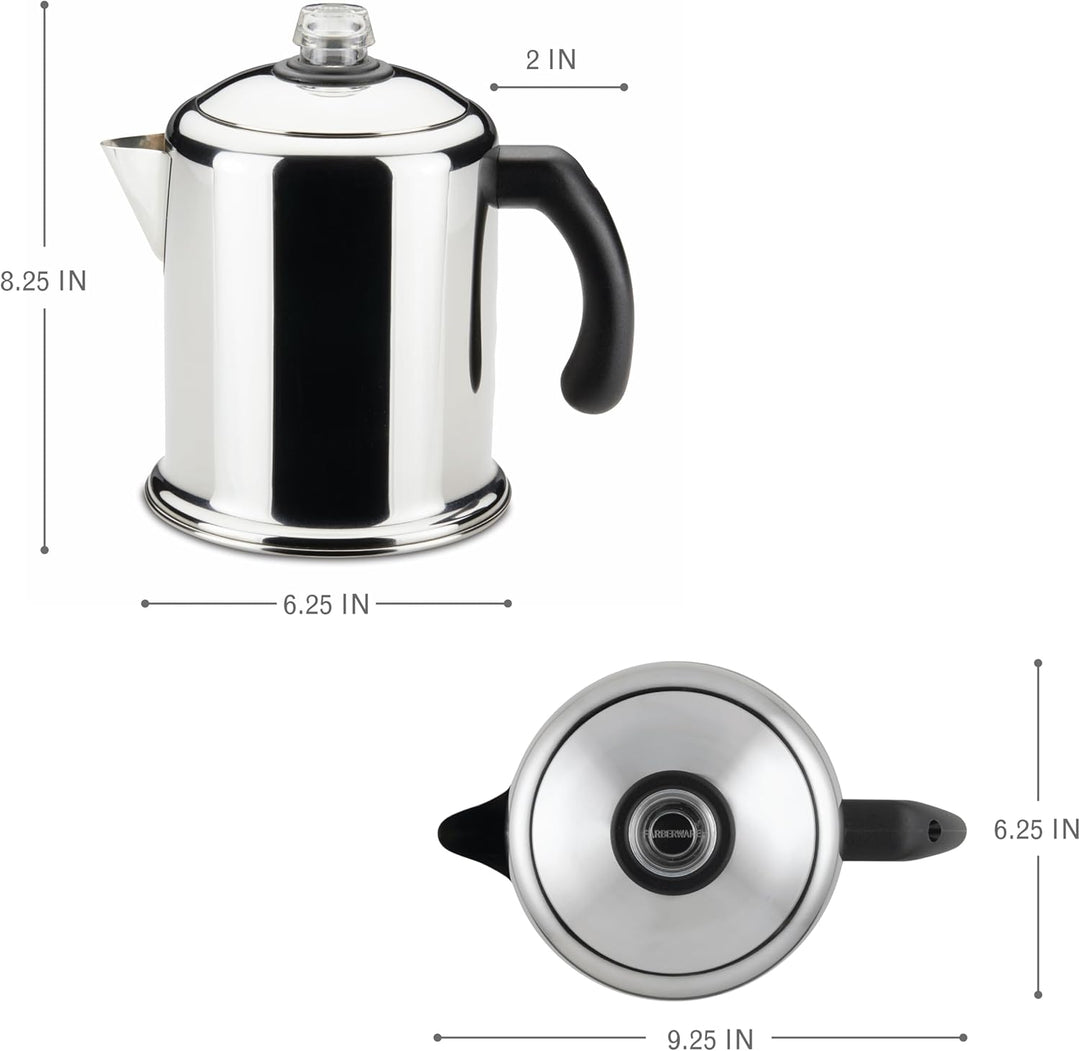 Farberware 50124 Classic Yosemite Stainless Steel Coffee Percolator - 8 Cup, Silver 8-Cup