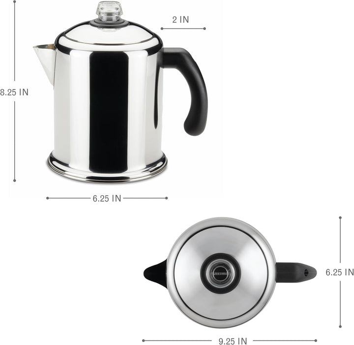 Farberware 50124 Classic Yosemite Stainless Steel Coffee Percolator - 8 Cup, Silver 8-Cup