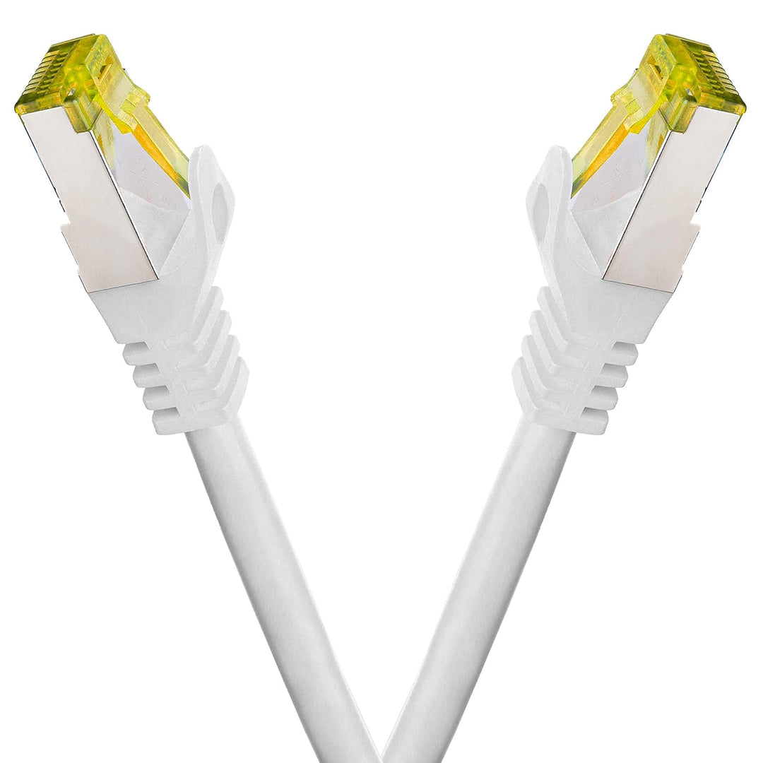 BIGtec LAN Kabel 5 Stück 3m Netzwerkkabel CAT7 Ethernet Internet Patchkabel CAT.7 weiss Gigabit dopp