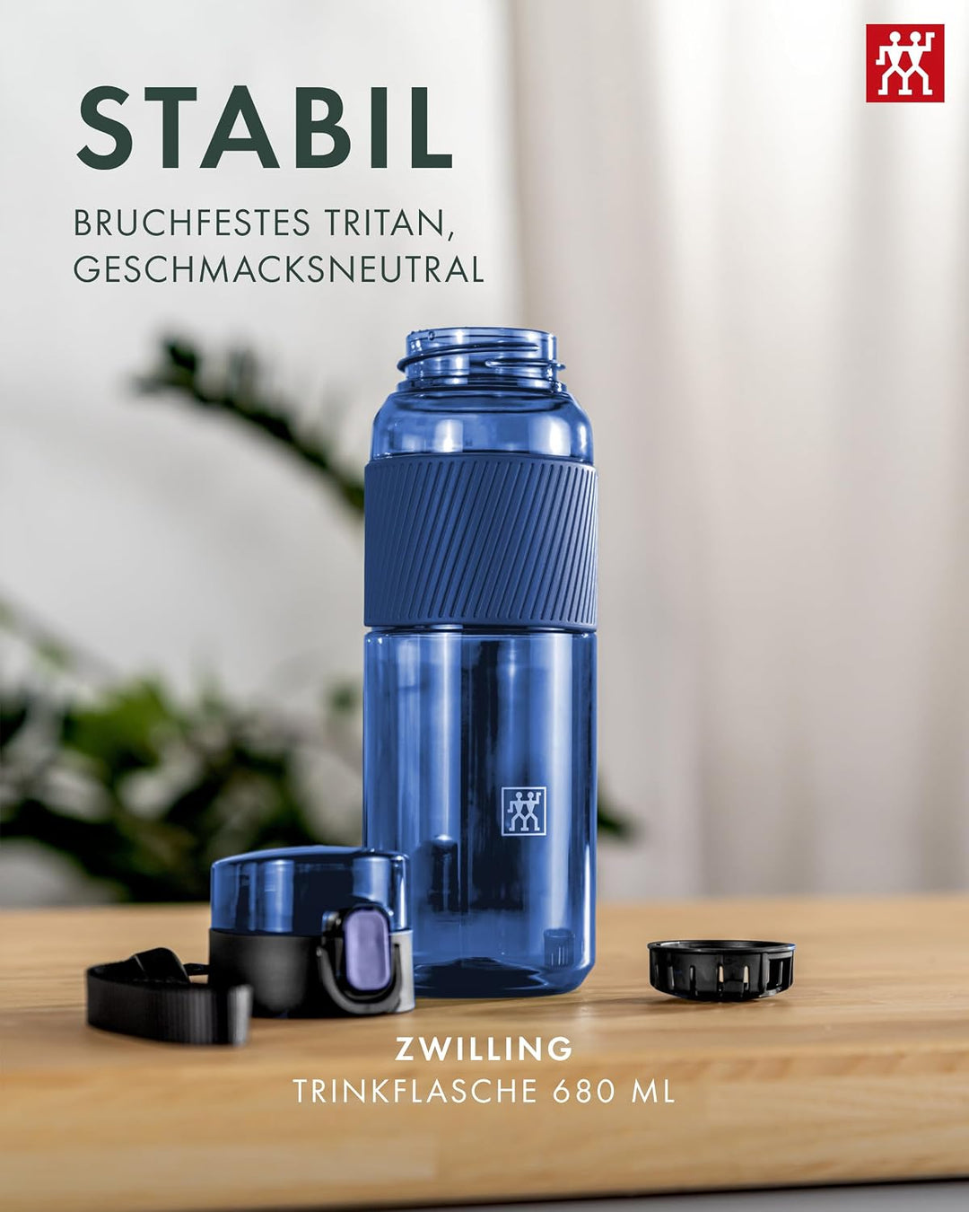 ZWILLING Trinkflasche BPA-frei, Wasserflasche für Fitness, Freizeit und Büro, Sportflasche aus Trita