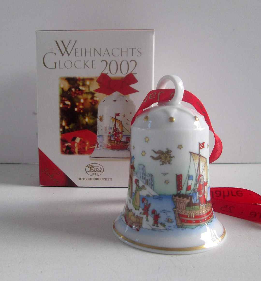 Hutschenreuther Weihnachtsglocke 2002, Porzellanglocke, Weihnachten, Baumanhänger, Baumschmuck, Anhä