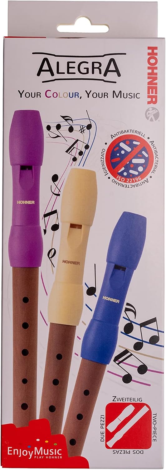 HOHNER Blockflöte, Alegra Line, blau, deutsch, zweiteilig
