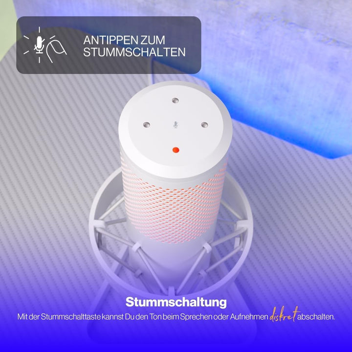 ENDORFY AXIS Streaming Onyx White, hochwertiges Mikrofon mit Kugelcharakteristik, RGB-Hintergrundbel