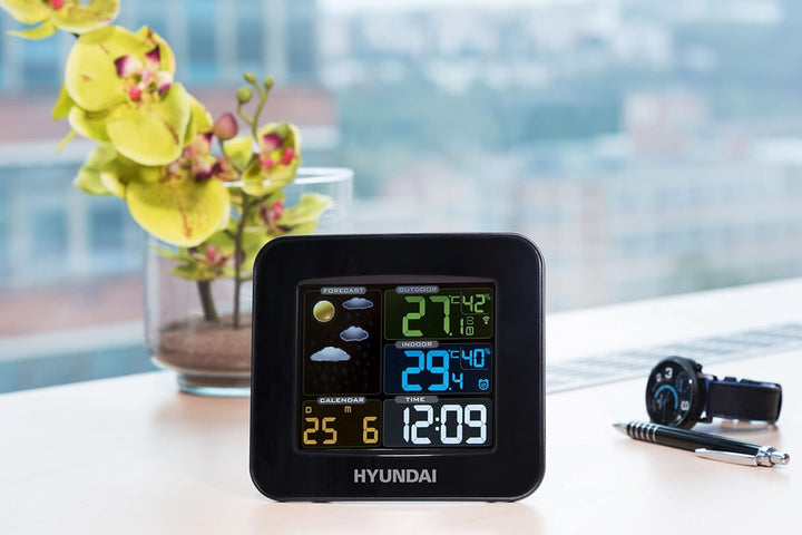 HYUNDAI Wetterstation WS 8446 I Innen- und Aussentemperatur I Luftfeuchtigkeit I Wecker