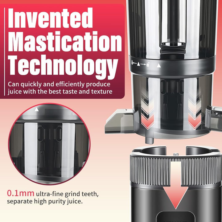 KEPEAK Slow Juicer 200W, Professionelle Saftpresse mit 112mm Einfüllschacht für ganze Früchte und Ge