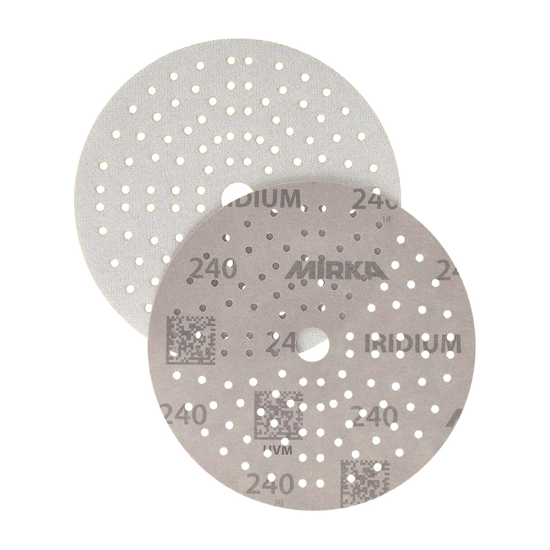 Mirka Iridium Premium-Schleifpapier Ø 150mm Klett 121-Loch, Korn 240, 10 Stk/Zum Schleifen von Lack,