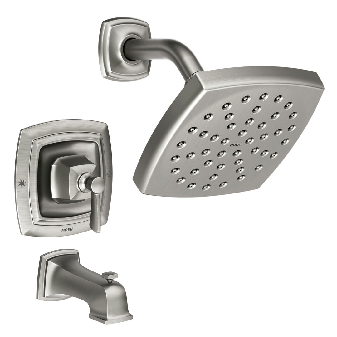 Moen 82922SRN Conway Einhandgriff Posi-Temp Wannen-/Duscharmatur, Spot Reset Nickel gebürstet, Spot