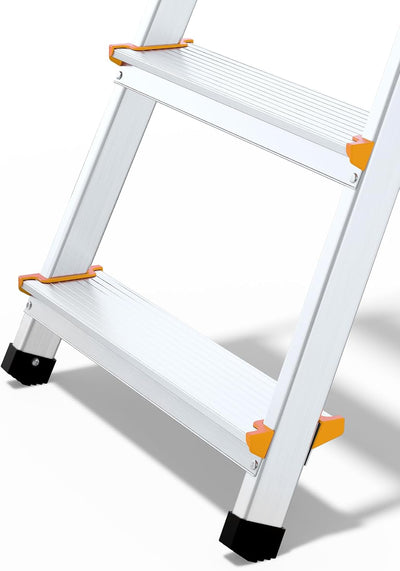DRABEST Leiter PRO Serie Alu Klaptritt 4 Stufen Klappbare Leiter mit Sicherheits Handläufen bis 150
