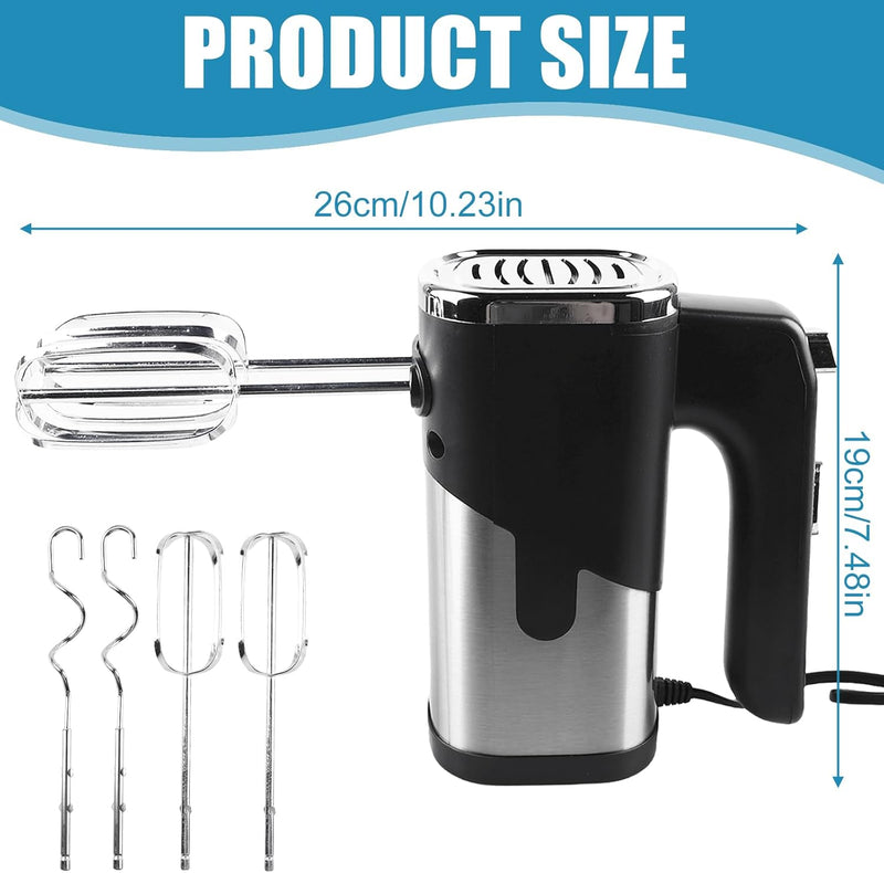 Handmixer, 800W Elektrisch Handrührgerät, Mixer Handrührer mit 4*Edelstahl Zubehör, 5 Einstellstufen