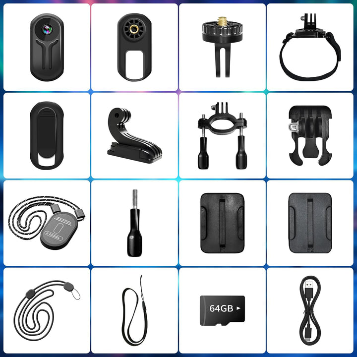 1080P Action Kamera mit 64 GB Karte, Sport Actionkameras, Action Cam mit WLAN, Mini Bodycam Körperka