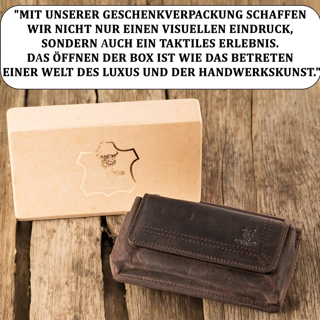 MATADOR Echt Leder Universal Handy-Tasche Holster Gürteltasche Magnetverschluss Quer für Handys bis