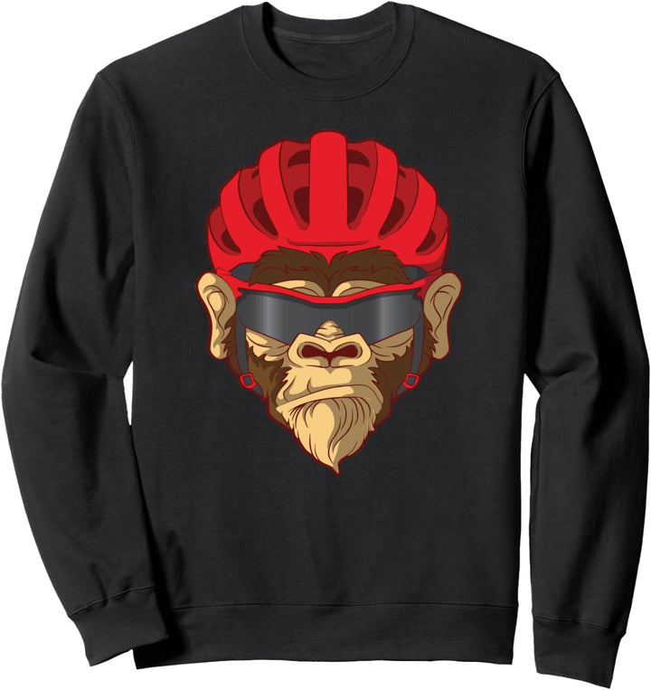 Affe trägt einen Fahrradhelm und ein Sonnenbrillengeschenk Sweatshirt