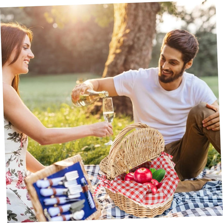 Toddmomy 1 Stück Weidenkorb Für Picknick-Camping Im Freien Natural Weidenkorb mit Deckel und & Liner