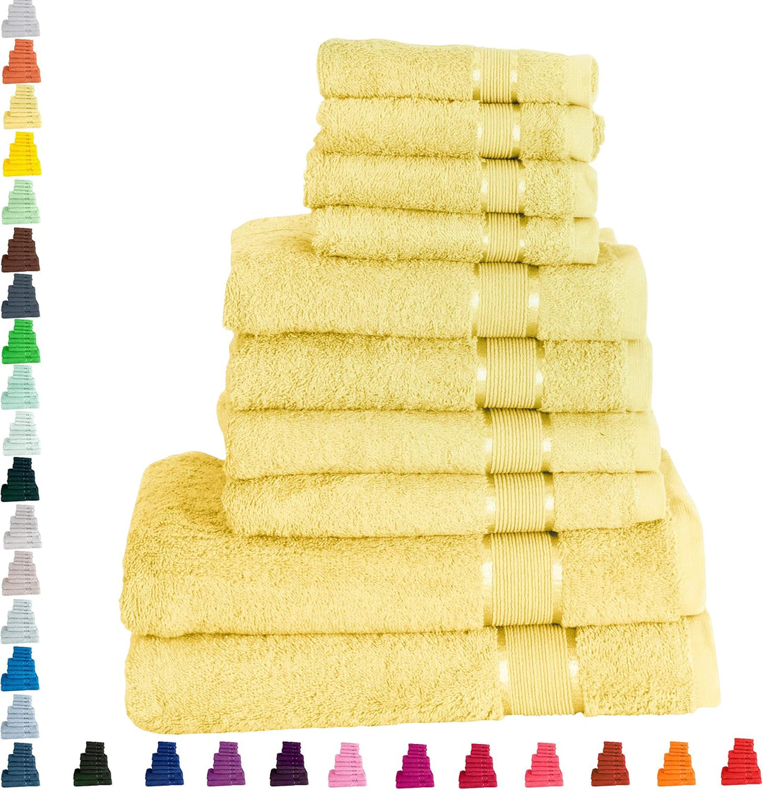 Mixibaby Handtuch 10er Set 2X Duschtuch 4X Handtuch 4X Gästetuch 100% Baumwolle Frottee, Farbe:Hellg